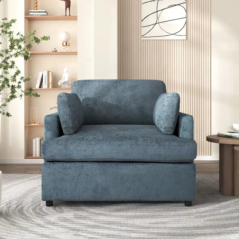 Fauteuil d'appoint 37 po avec pieds en plastique et coussins décoratifs