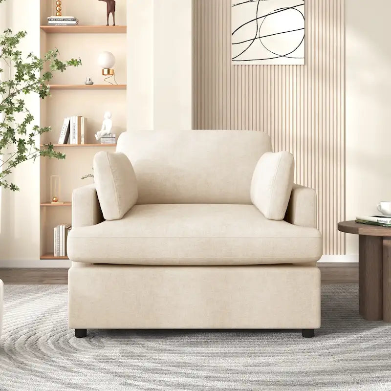 Fauteuil d'appoint 37 po avec pieds en plastique et coussins décoratifs