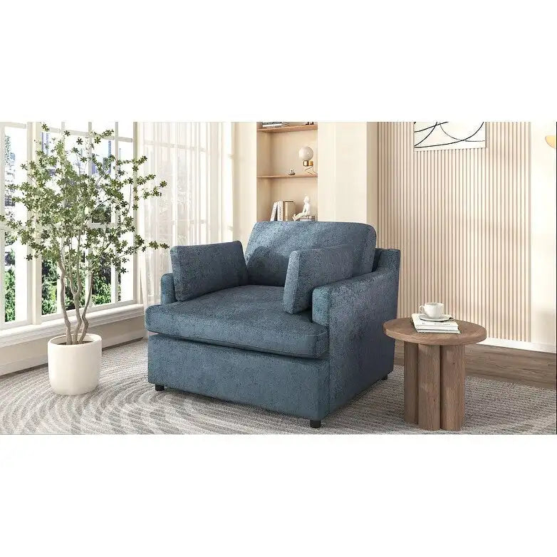 Fauteuil d'appoint 37 po avec pieds en plastique et coussins décoratifs