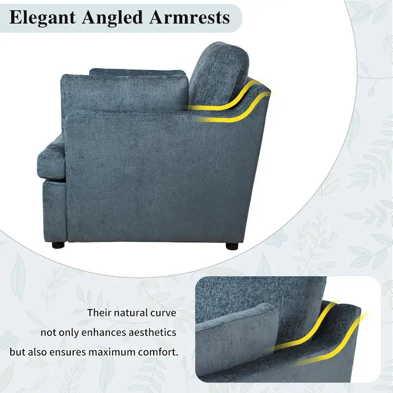 Fauteuil d'appoint 37 po avec pieds en plastique et coussins décoratifs