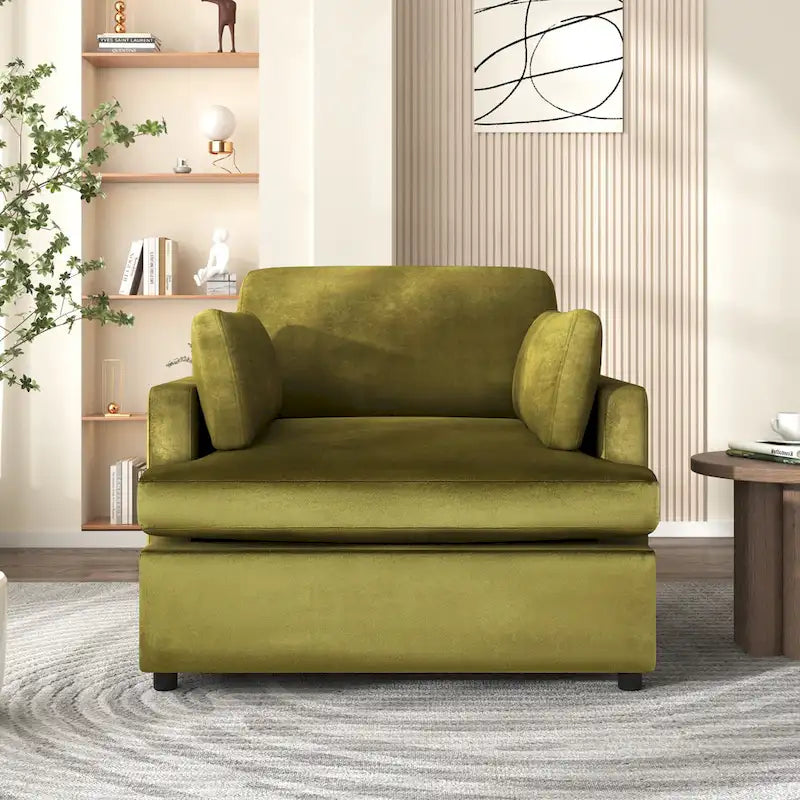 Fauteuil d'appoint 37 po avec pieds en plastique et coussins décoratifs