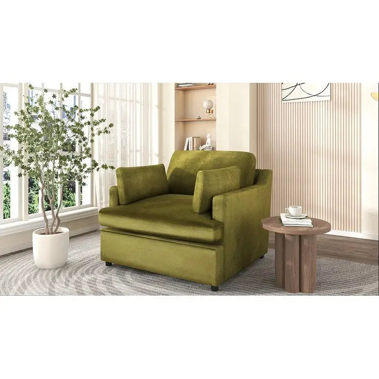 Fauteuil d'appoint 37 po avec pieds en plastique et coussins décoratifs
