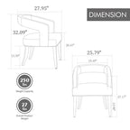 Fauteuil d'appoint rembourré, moderne, large de 25,79 po, dossier ouvert, en forme de tonneau