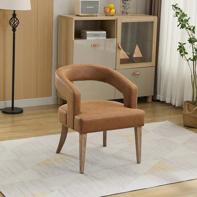 Fauteuil d'appoint rembourré, moderne, large de 25,79 po, dossier ouvert, en forme de tonneau
