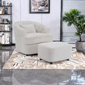 Fauteuil pivotant en velours avec pouf, rotation 360° et capacité de 136 kg