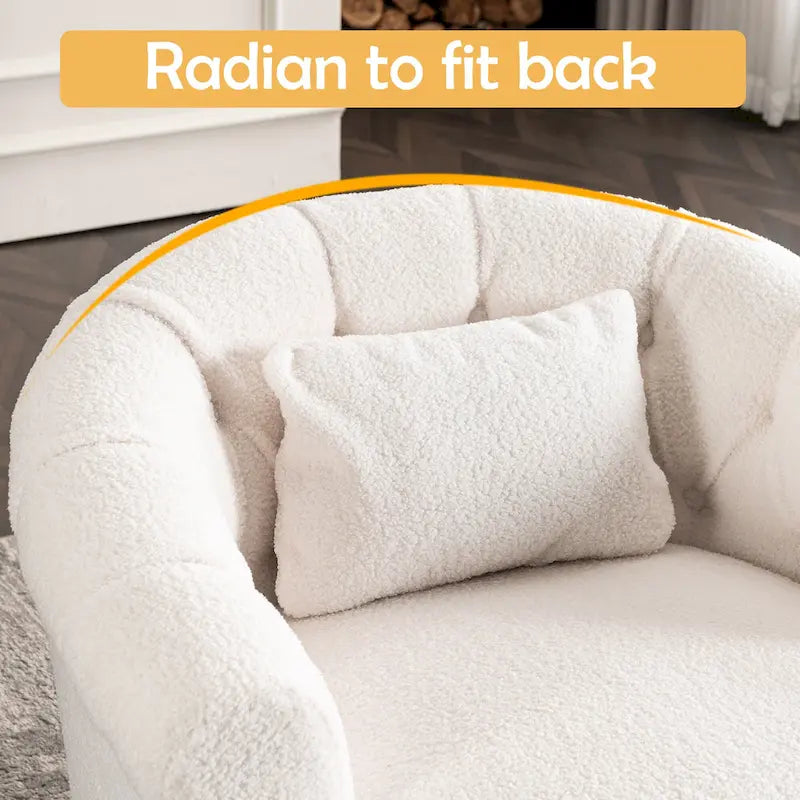 Fauteuil pivotant en velours avec pouf, rotation 360° et capacité de 136 kg