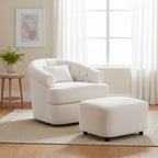 Fauteuil pivotant en velours avec pouf, rotation 360° et capacité de 136 kg