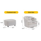Fauteuil pivotant en velours avec pouf, rotation 360° et capacité de 136 kg
