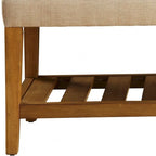 Banc 40 po en polyester beige et marron avec tablettes