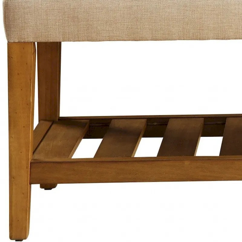 Banc 40 po en polyester beige et marron avec tablettes