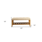 Banc 40 po en polyester beige et marron avec tablettes