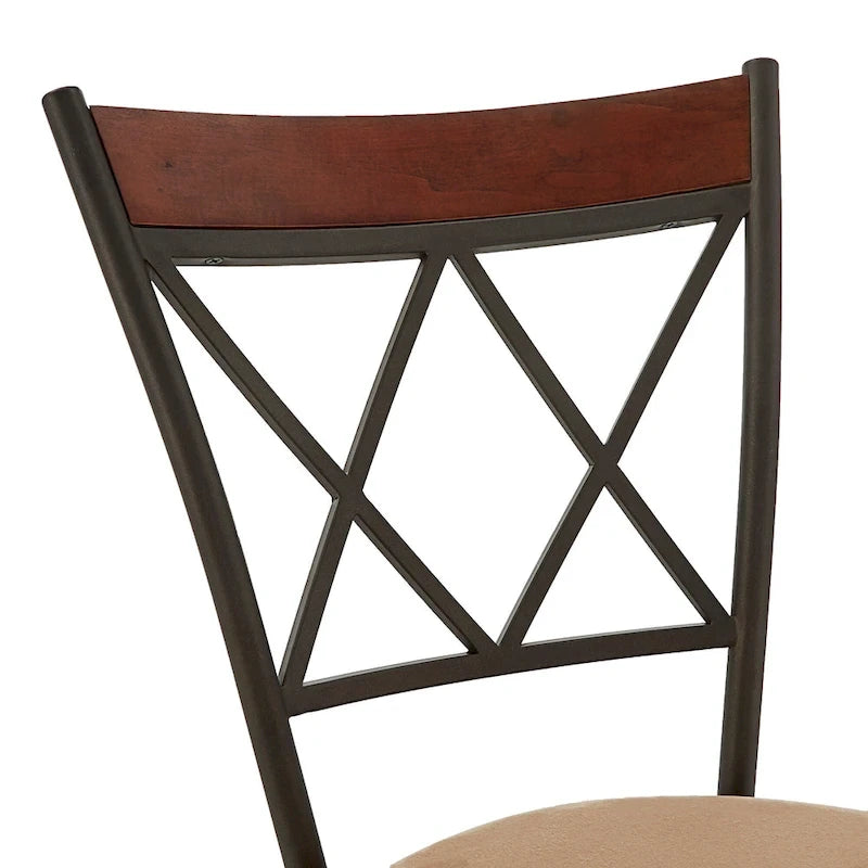 Tabourets Pack 3 pièces avec dossier en X en métal et garniture en bois finition bronze réglables