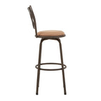 Tabourets Pack 3 pièces avec dossier en X en métal et garniture en bois finition bronze réglables