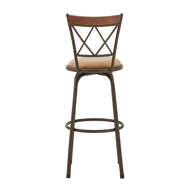 Tabourets Pack 3 pièces avec dossier en X en métal et garniture en bois finition bronze réglables