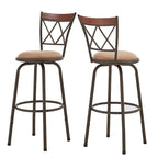 Tabourets Pack 3 pièces avec dossier en X en métal et garniture en bois finition bronze réglables