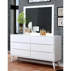 Commode et miroir de style Mid-Century Modern, ensemble de 2 pièces, 6 tiroirs