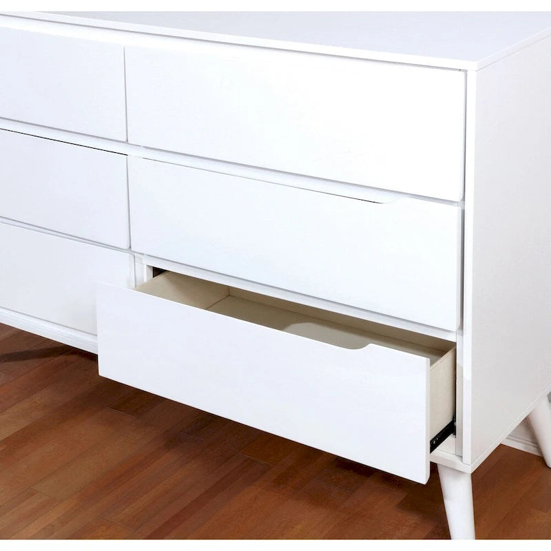 Commode et miroir de style Mid-Century Modern, ensemble de 2 pièces, 6 tiroirs