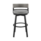 Tabouret de bar pivotant de terrasse extérieur moderne de 30 pouces, aluminium, gris, noir