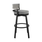 Tabouret de bar pivotant de terrasse extérieur moderne de 30 pouces, aluminium, gris, noir