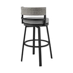 Tabouret de bar pivotant de terrasse extérieur moderne de 30 pouces, aluminium, gris, noir