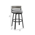 Tabouret de bar pivotant de terrasse extérieur moderne de 30 pouces, aluminium, gris, noir