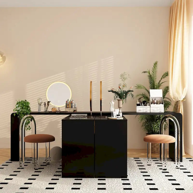 Commode de chambre à 4 tiroirs avec coiffeuse et bahut, blanc