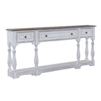 Console de hall 72 po blanc antique et écorce vieillie