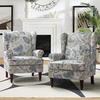 Fauteuil d'appoint traditionnel en tissu avec pieds tournés, lot de 2