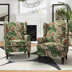 Fauteuil d'appoint traditionnel en tissu avec pieds tournés, lot de 2