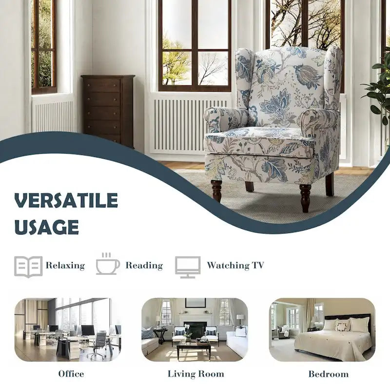Fauteuil d'appoint traditionnel en tissu avec pieds tournés, lot de 2