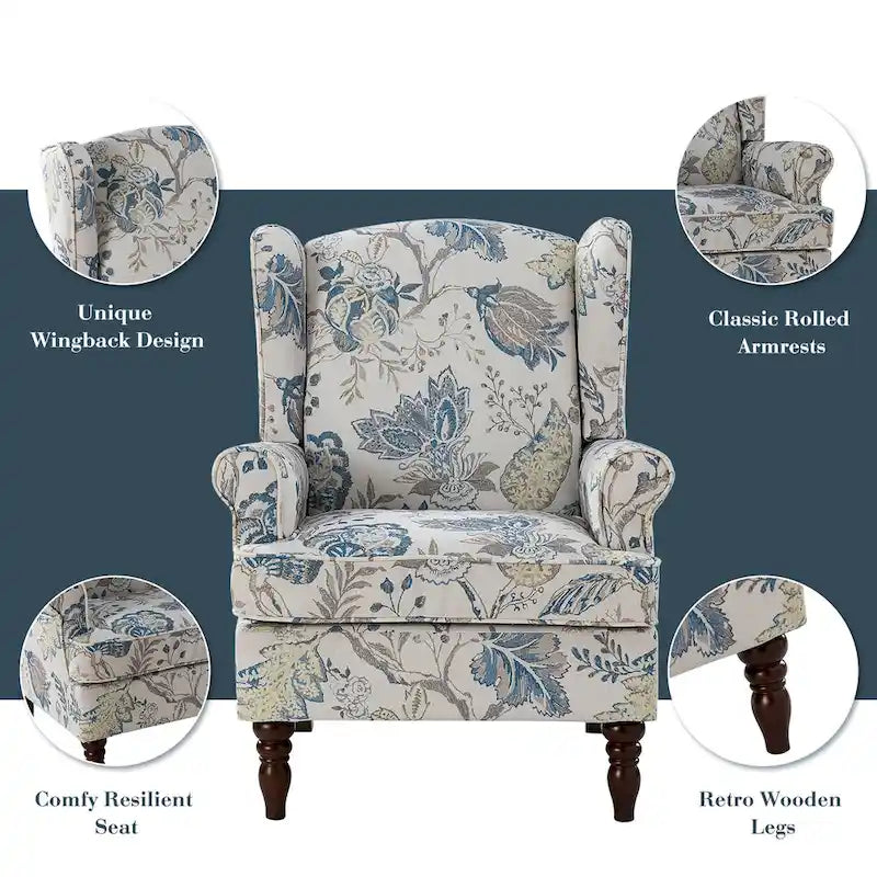 Fauteuil d'appoint traditionnel en tissu avec pieds tournés, lot de 2