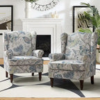 Fauteuil d'appoint traditionnel en tissu avec pieds tournés, lot de 2