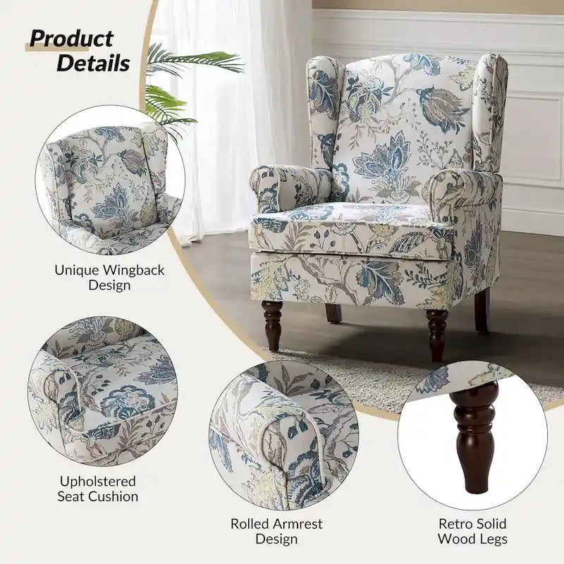 Fauteuil d'appoint traditionnel en tissu avec pieds tournés, lot de 2