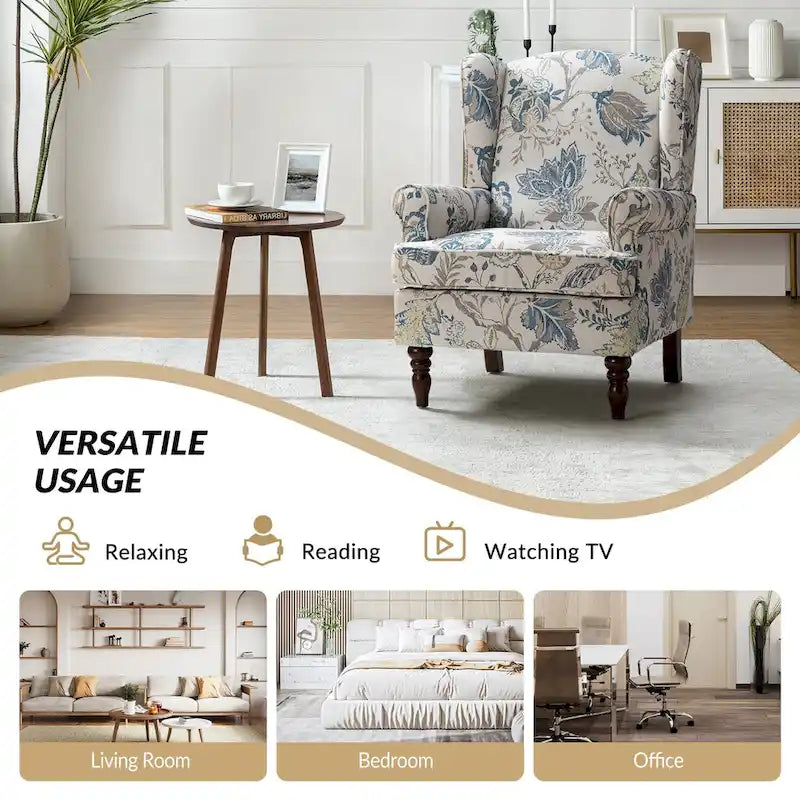 Fauteuil d'appoint traditionnel en tissu avec pieds tournés, lot de 2