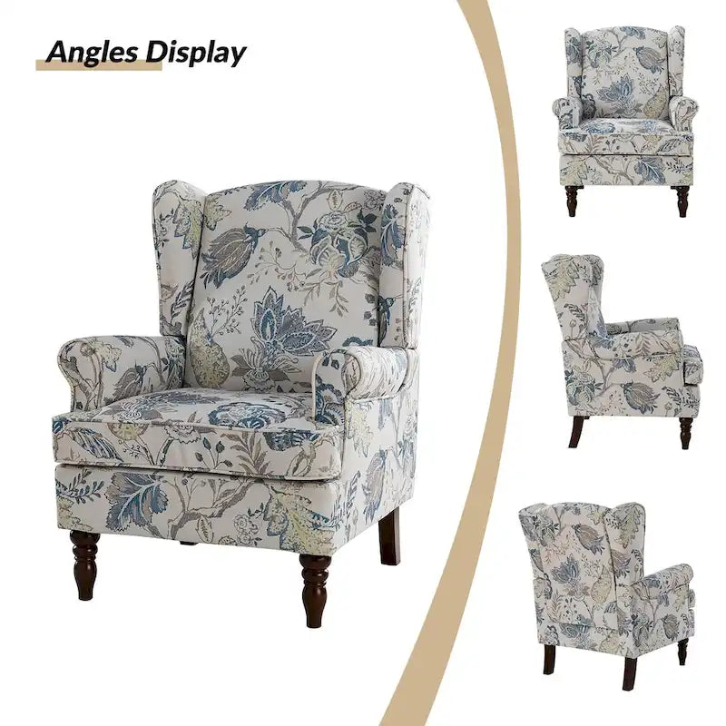 Fauteuil d'appoint traditionnel en tissu avec pieds tournés, lot de 2
