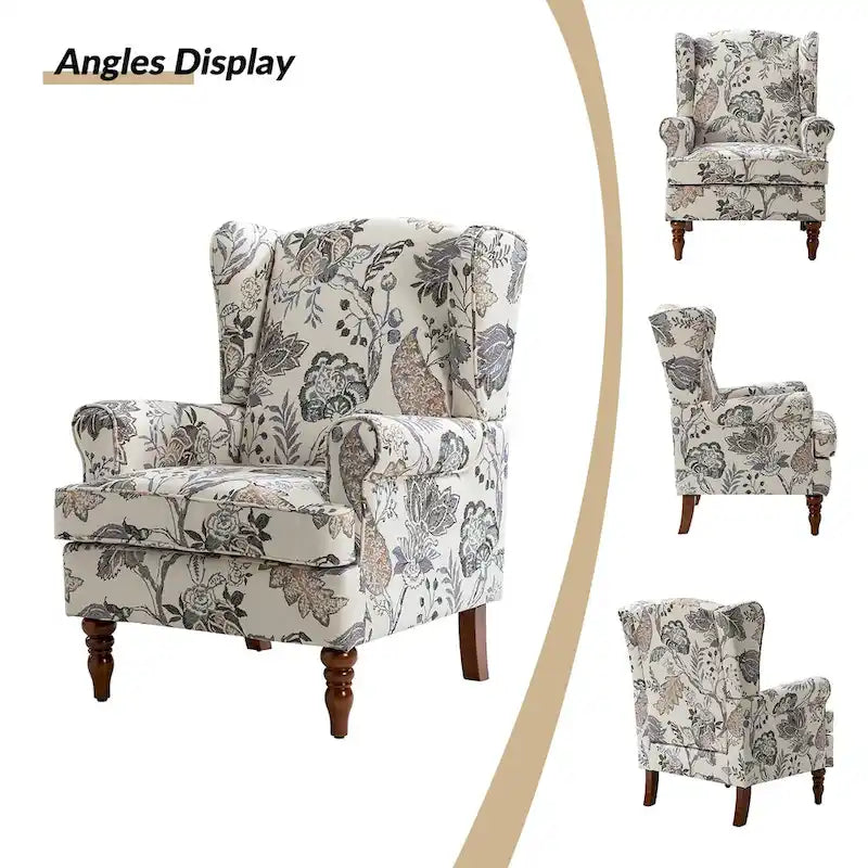 Fauteuil d'appoint traditionnel en tissu avec pieds tournés, lot de 2