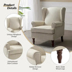 Fauteuil d'appoint traditionnel en tissu avec pieds tournés, lot de 2