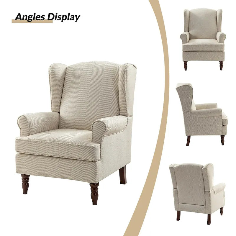 Fauteuil d'appoint traditionnel en tissu avec pieds tournés, lot de 2