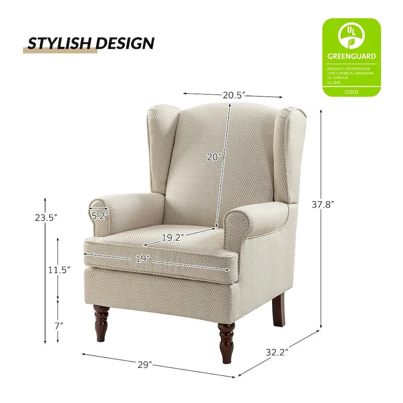 Fauteuil d'appoint traditionnel en tissu avec pieds tournés, lot de 2