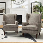 Fauteuil d'appoint traditionnel en tissu avec pieds tournés, lot de 2