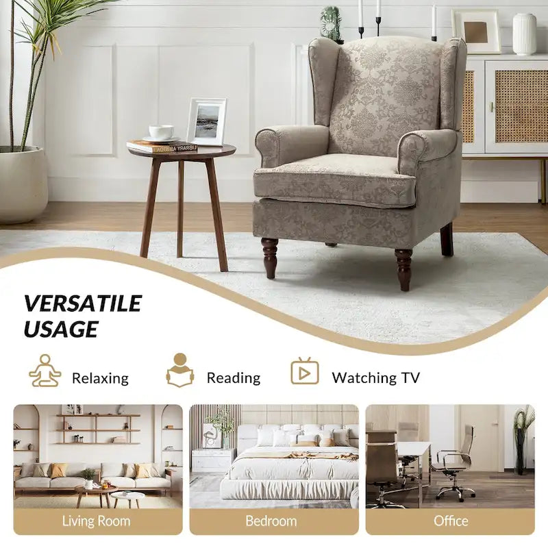 Fauteuil d'appoint traditionnel en tissu avec pieds tournés, lot de 2