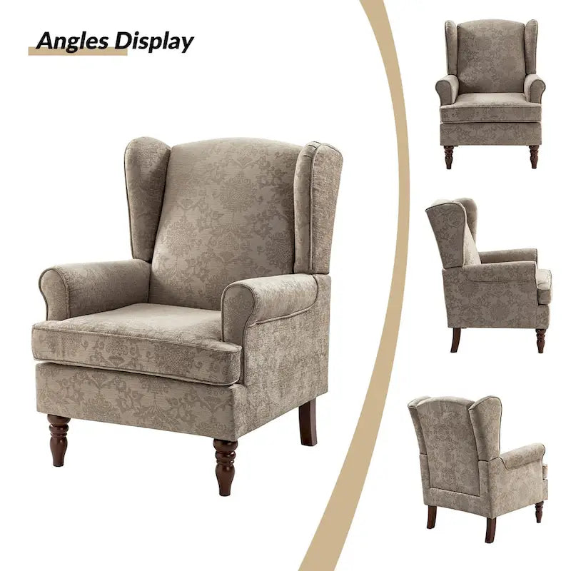 Fauteuil d'appoint traditionnel en tissu avec pieds tournés, lot de 2