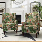 Fauteuil d'appoint traditionnel en tissu avec pieds tournés, lot de 2