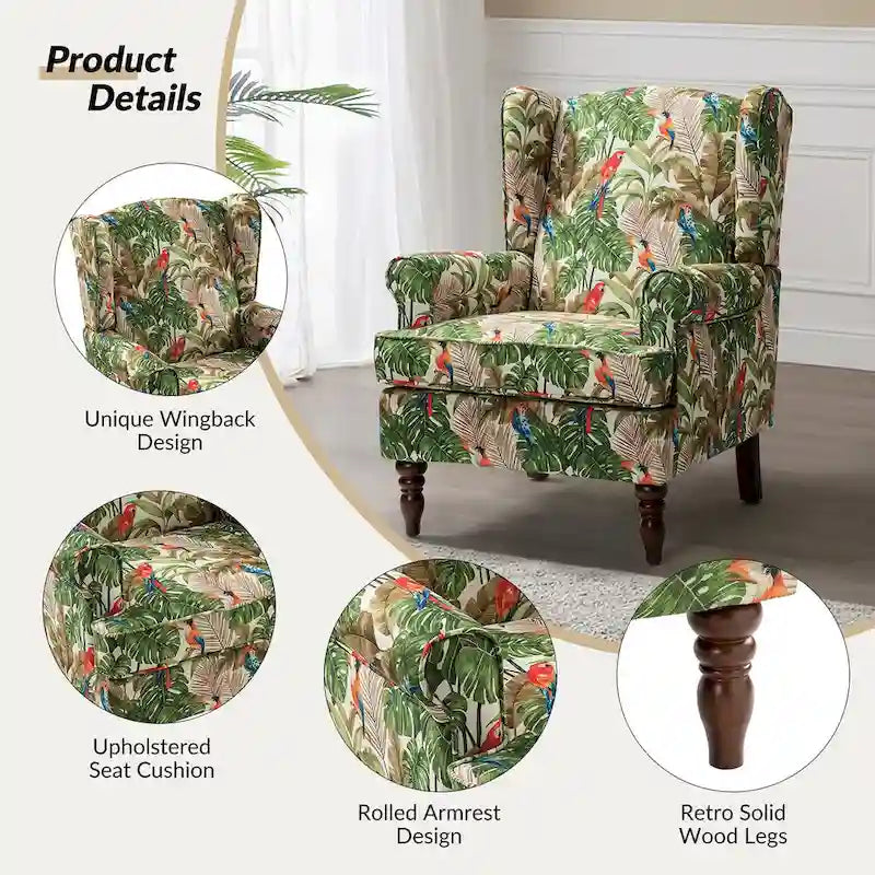 Fauteuil d'appoint traditionnel en tissu avec pieds tournés, lot de 2