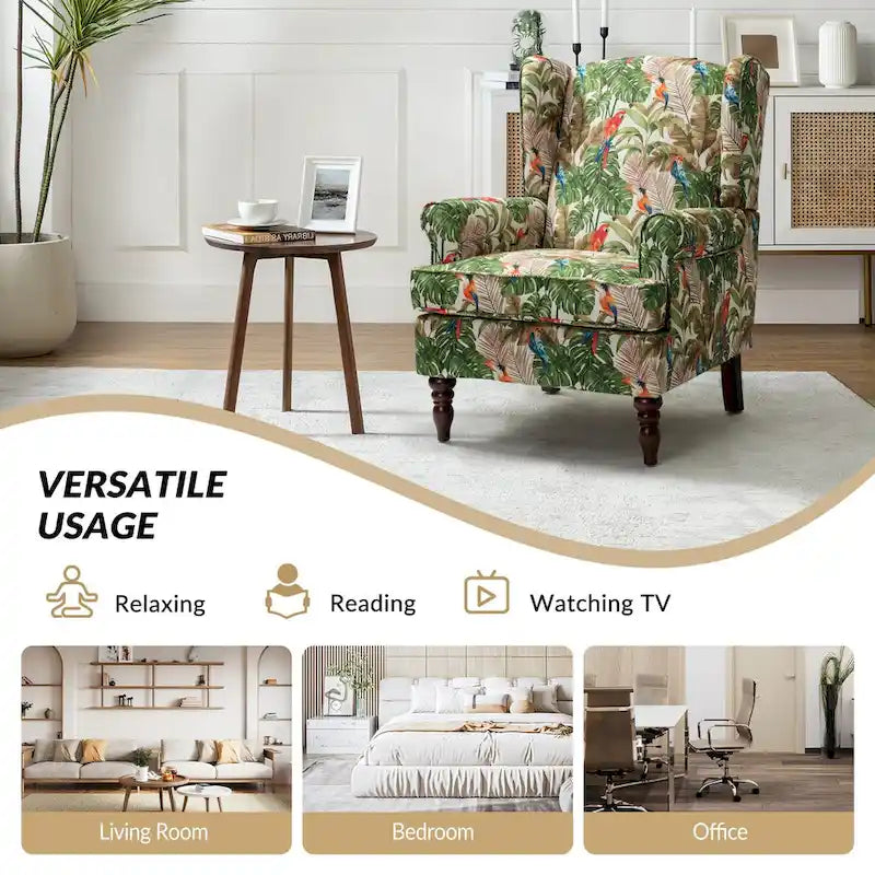 Fauteuil d'appoint traditionnel en tissu avec pieds tournés, lot de 2