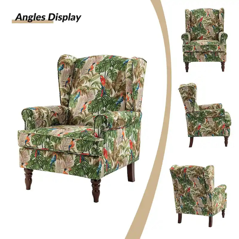 Fauteuil d'appoint traditionnel en tissu avec pieds tournés, lot de 2