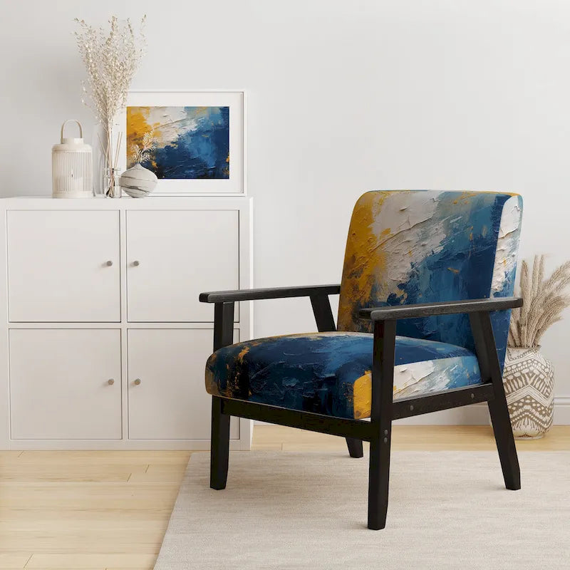 Fauteuil d'appoint abstrait rembourré Blue and Yellow Intuitive Expressions I et fauteuil moderne et contemporain