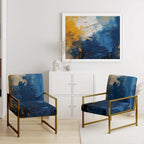 Fauteuil d'appoint abstrait rembourré Blue and Yellow Intuitive Expressions I et fauteuil moderne et contemporain