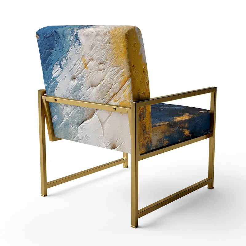 Fauteuil d'appoint abstrait rembourré Blue and Yellow Intuitive Expressions I et fauteuil moderne et contemporain