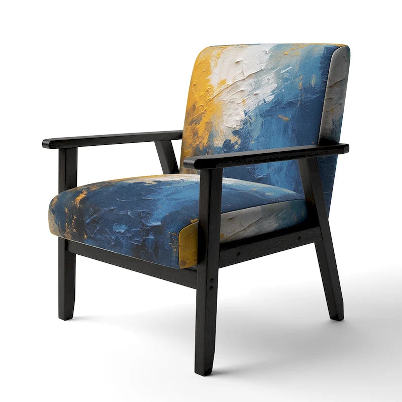 Fauteuil d'appoint abstrait rembourré Blue and Yellow Intuitive Expressions I et fauteuil moderne et contemporain